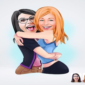 Personalized Sisters Caricature Drawing / Sisters Cartoon Drawing /  Family Digital Drawing