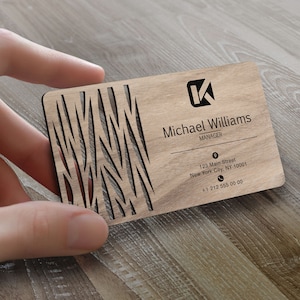 Personalized Wood Laser Cut Business Card, Custom Wooden Business Card, Personal Card, Busineess Card with Logo, Laser Cut Wood Card