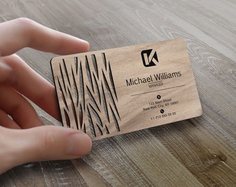 Personalized Wood Laser Cut Business Card, Custom Wooden Business Card, Personal Card, Busineess Card with Logo, Laser Cut Wood Card