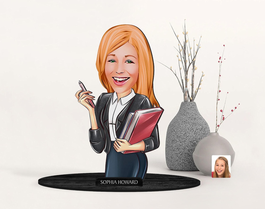 Intern Cartoon Character Personalized 3D Wooden Cartooned Intern Figurine Trinket, Custom ...