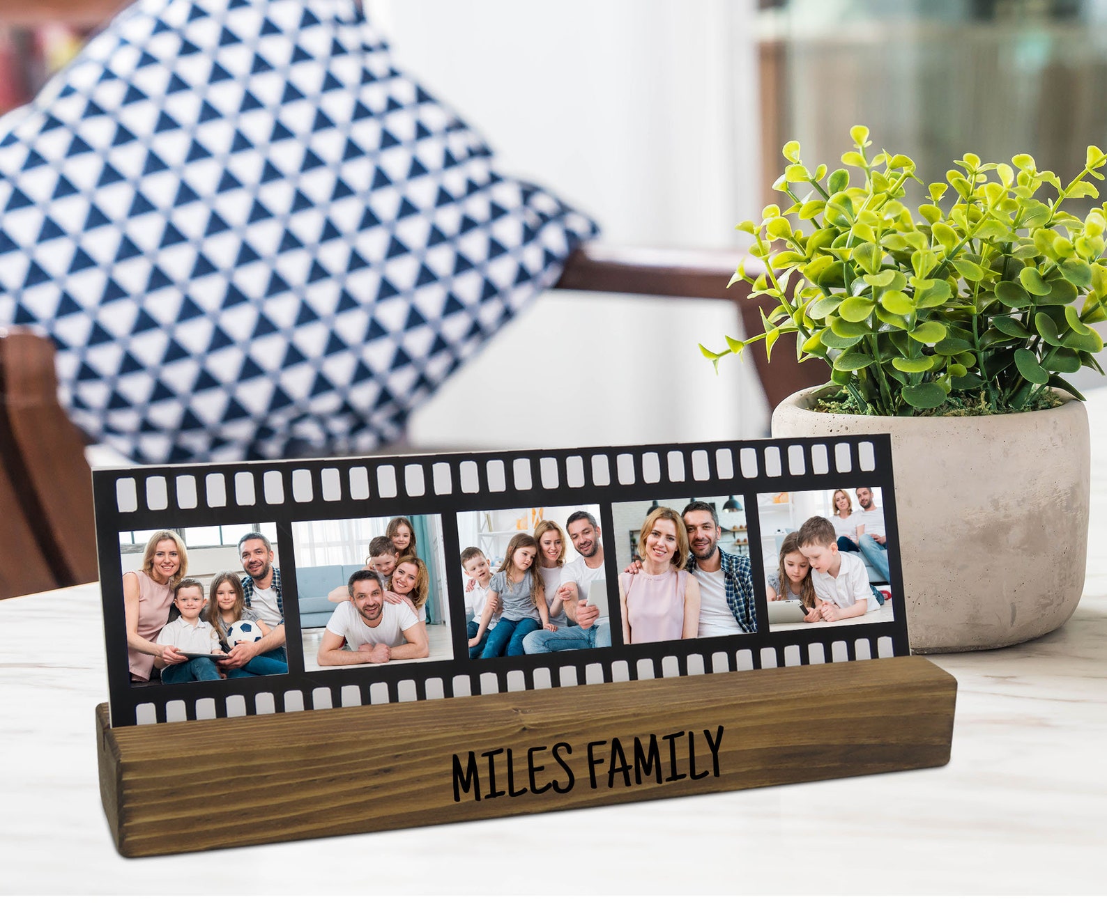 Decorative Wooden Stand With 5 Personalized Photo Filmstrip Etsy