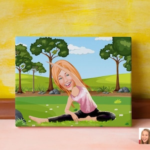 Personalized Yoga Caricature Drawing, Cartoon from Photo, Custom Pilates Portrait Drawing, Digital Art, Bobblehead, Gift for Her