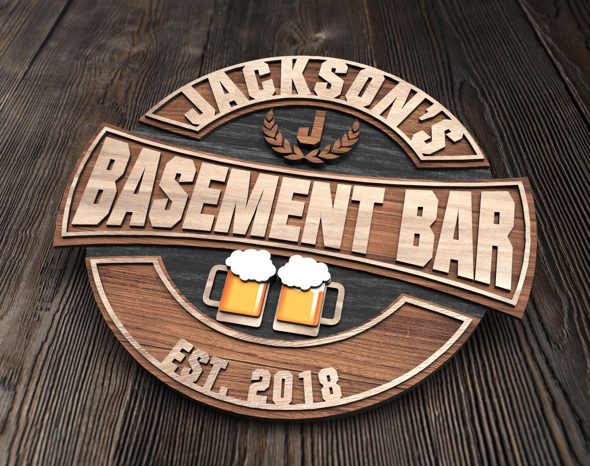 Personalized Bar Sign, Round Wooden Sign, Custom Wood Sign, Home Bar ...