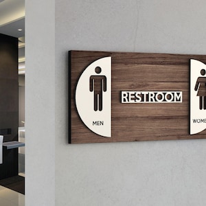 Restroom Door Sign, Men Women WC, Toilet Entrance, Restaurant Sign, Toilet Sign, Wood WC Symbol, Toilet Door Plaque, Gender Restroom Plate