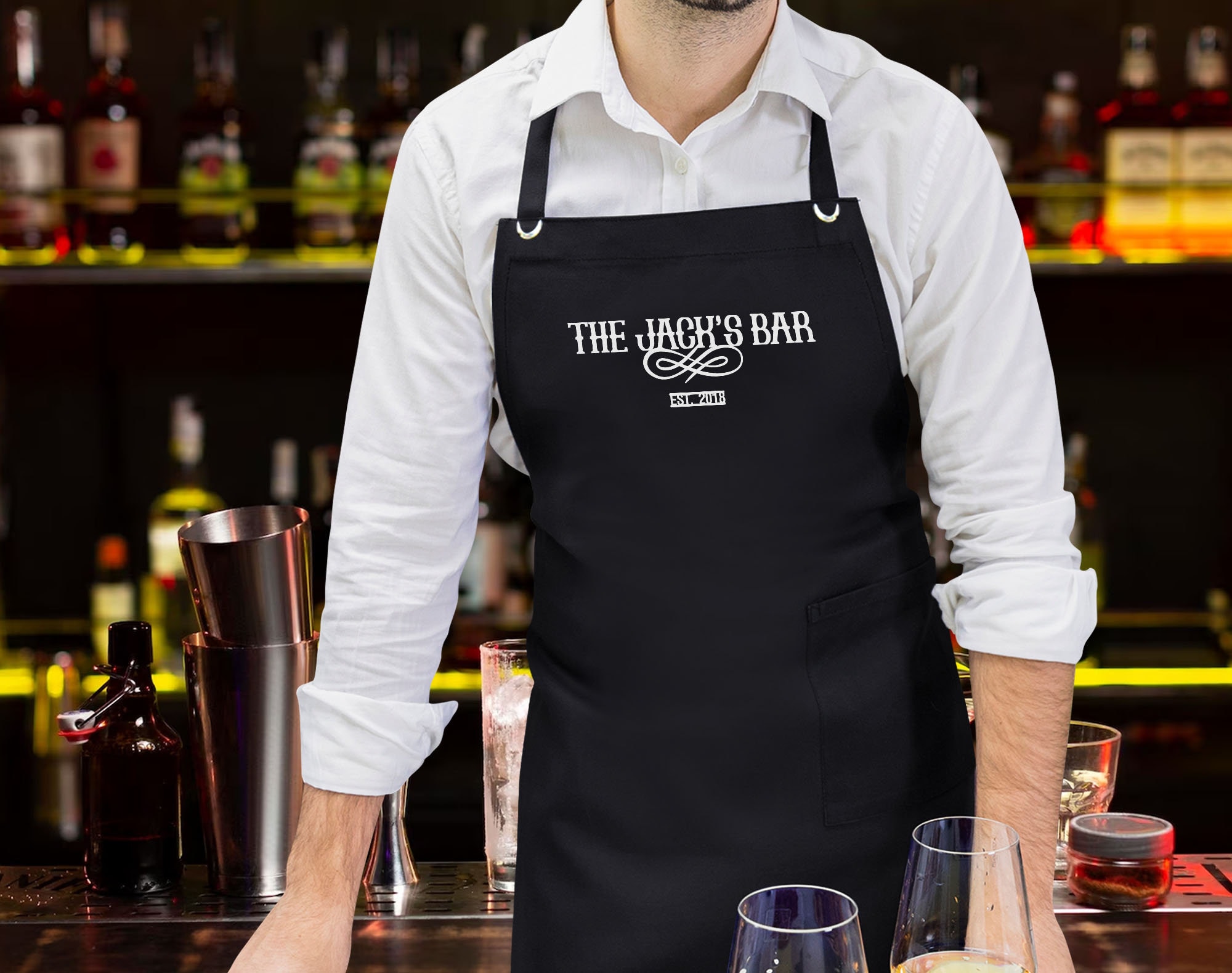 Grembiule da bar professionale personalizzato, barman, grembiule