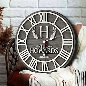 Personalized 3D Wooden Oversized Wall Clock, Custom Large Wall Clock, Old Town Wall Clock, Rustic Home Decor, Minimalist Decor, Wedding Gift