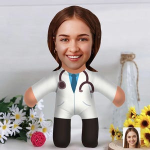Personalized Doctor 3D Throw Face Pillow, Customized Soft Face Pillow, For Kids, Babies and Adults Face Pillow, The Perfect Gift