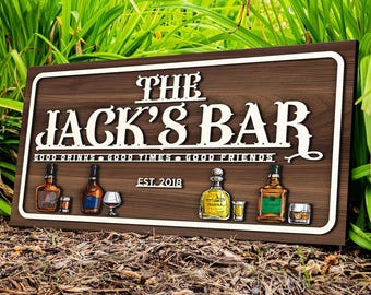 Personalized Wooden Bar Sign, Custom Wood Sign, Personalized Wood Sign, Man Cave, Pub, Bar Decor, Home Bar Decor, Basement Bar, Wall Decor