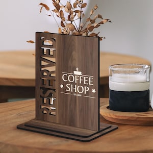 Letrero de mesa reservada personalizado, letrero de madera personalizado para restaurante, decoración de restaurante, letrero de madera para cafetería, bar, cafetería, restaurante