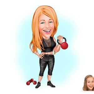 Personalized Working Out Woman Cartoon Wooden Wall Art, Caricature Portrait, Custom Gift, Gym Portrait, Gym Gift, Fitness Portrait.
