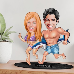 Personalized 3D Wooden Cartooned Lover - Couple Figurine Trinket, Custom Cartoon Portrait, Birthday Gift, Christmas, Anniversary Gift