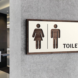 Restroom Door Sign, Men Women WC, Toilet Entrance, Restaurant Sign, Toilet Sign, Wood WC Symbol, Toilet Door Plaque, Gender Restroom Plate
