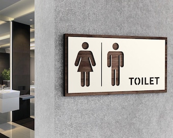 Restroom Door Sign, Men Women WC, Toilet Entrance, Restaurant Sign, Toilet Sign, Wood WC Symbol, Toilet Door Plaque, Gender Restroom Plate