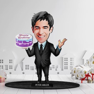 Personalisierte 3D Cartooned Geburtstag Figur Schmuckstück aus Holz, Benutzerdefinierte Cartoon Portrait, Geburtstagsgeschenk, Weihnachtsgeschenk, Geschenk für ihn