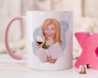 Personalized Coffee Mug with Caricature Portrait Drawing, Custom Cartoon Coffee Mug, Anniversary Gift, Colored Mug, Tea Cup, Gift for Her