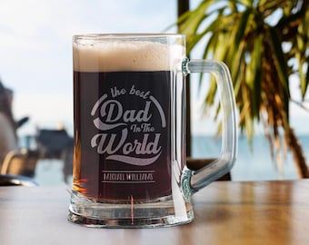 Personalized Laser Engraving Beer Glass for Your Dad, Custom Pint Glass, Custom Beer Mug, Home Bar, Beer Cup, Gift for Him, Gift for Dad