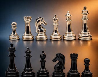 Luxury Metal Chess Pieces Set – Solid Weighted Classic Staunton Style – Gold Silver Copper Finish Chess Figures