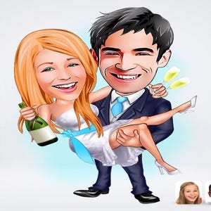 Personalized Get Married Drawing / Wedding Cartoon Drawing / Get Married Drawing