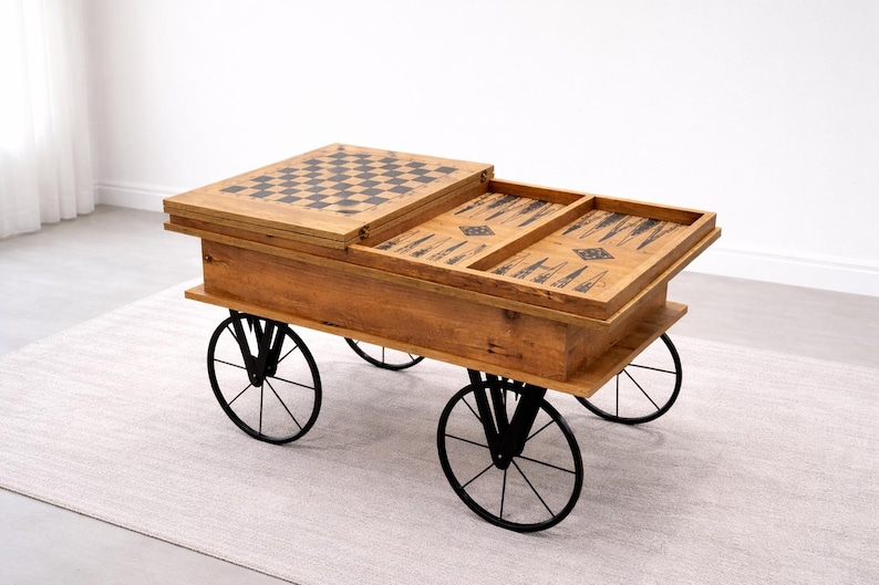 Smart multifunktionellt schack- och backgammonsoffbord bild 9
