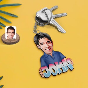 Personalized Boss / Driver / Face / Name / Beer Cartoon Wooden Keychain Gift