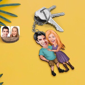 Llavero de caricatura personalizado, llavero con foto personalizado, llavero, recuerdo con imagen personalizada, llavero de regalo, regalo especial para novio
