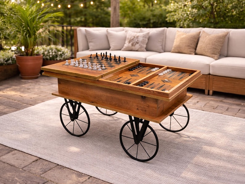 Smart multifunktionellt schack- och backgammonsoffbord bild 1