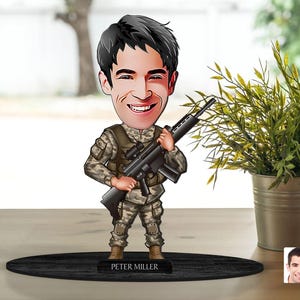Personalisierte 3D hölzerne karierte Soldatenfigur Schmuckstück, kundenspezifisches Karikaturtruppenporträt, Geburtstagsgeschenk, Weihnachtsgeschenk, Geschenk für ihn