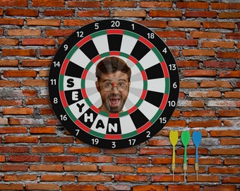 Personalized Photo And Name Entertainment 16 Inch (40cm) Darts Play Set Gift For Friend Birthday Customized Dart Board Present Enjoyable