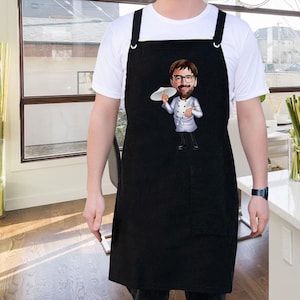 Custom Pizza Chef Cartoon Professional Apron, Kitchen Apron, Personalized Professional Apron, Bakery Apron, Unisex Apron, Pizza Apron