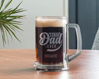 Personalized Laser Engraving Beer Glass for Your Dad, Custom Pint Glass, Custom Beer Mug, Home Bar, Beer Cup, Gift for Him, Gift for Dad