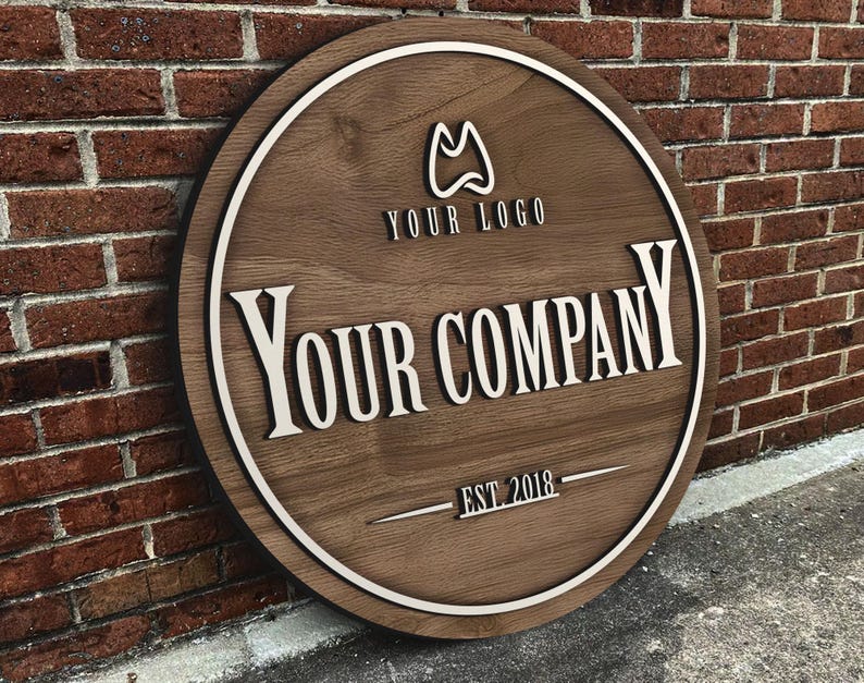Personalized Wooden Logo Sign, Wooden Round Sign, Custom Wood Office Sign, Business Commerical Signage, Shop Logo Sign, Laser Cut Logo Sign image 7