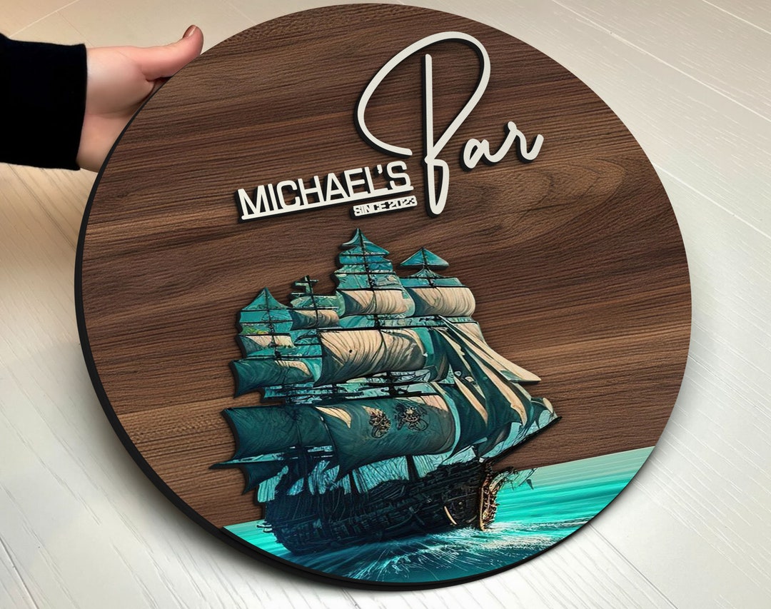 Personalized Bar Sign, Round Wooden Sign, Whiskey Bar Decor, Custom ...