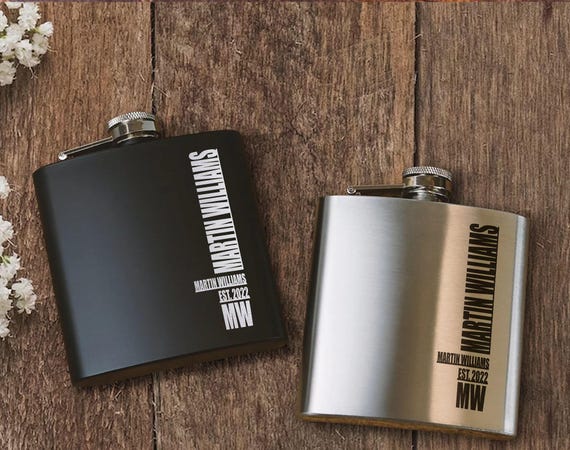 flask with cigarette compartment Personalised Laser Engraved Hip Flask and Cigarette Box Gift Set, Custom  6oz Hipflask, Metal Cigarette Case, Best Gift for Him
