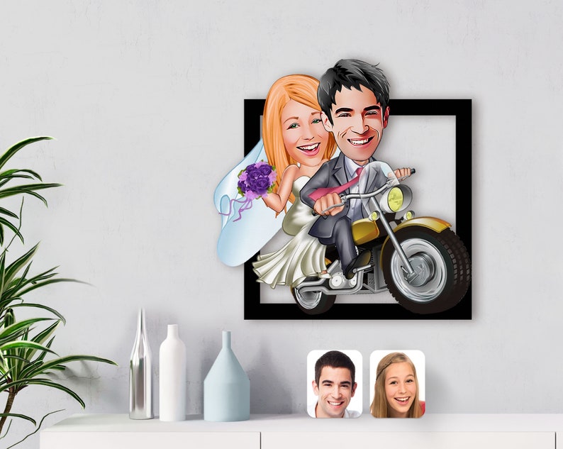 Personalized Caricature Married Couple Wooden Wall Artwooden Etsy