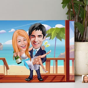Personalized Cartoon Just Married Drawing, Custom Cartoon Drawing, Cartoon Portrait Drawing, Caricature Drawing, Digital Art, Wedding Gift