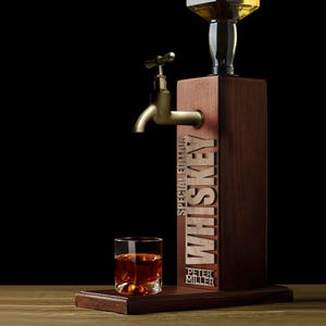Personalized Embossed Name Wooden Whiskey Dispenser, Wood Dispenser, Liquor Dispenser, Whiskey Fountain, Beverage Dispenser, Drink Dispenser