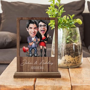 Personalisierte Holz handgemachte 3D Cartooned Named Liebhaber Paar Figur Schmuckstück, Benutzerdefinierte Cartoon Portrait, Valentinstag Geschenk, Wohnkultur, Holz Kunst