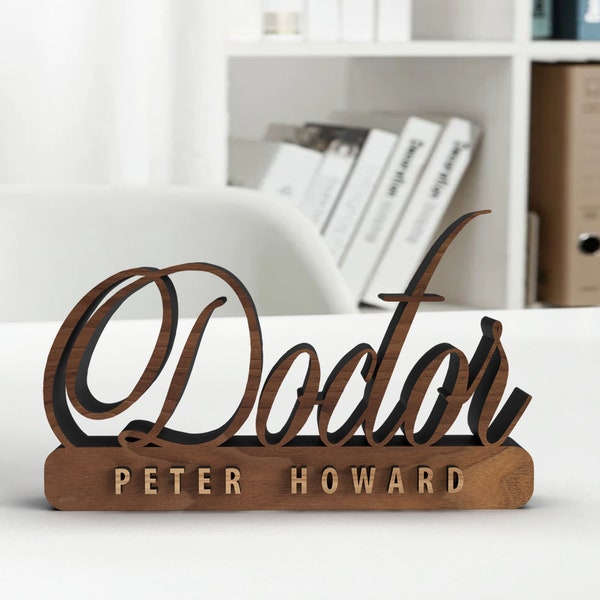 Personalized Handcrafted 3D Wooden Desk Name Plate, Custom 3D Decorative Name Plates, Office Decor, Vocational Gift, Gift for Boss