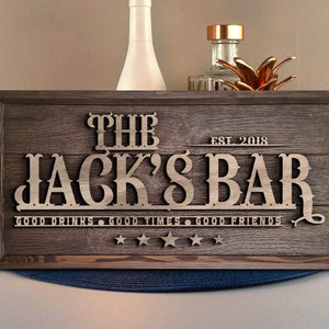 Personalized Handmade Oak Tree Bar Sign, Custom Wood Bar Sign, Bar and ...
