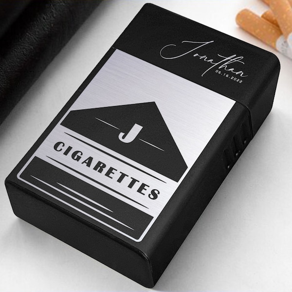 Porta cigarrillos con grabado láser personalizado, caja de cigarrillos regalo para fumador, caja de cigarrillos personalizada, caja de cigarrillos de metal, regalo para él