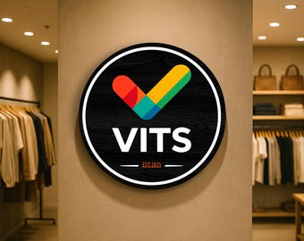 Personalized Wooden Color Logo Sign, Wooden Round Sign, Custom Wooden Office Sign, Store Logo Sign, Laser Cut Logo Sign