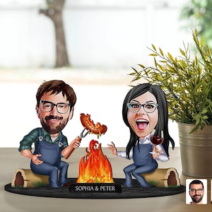 Personalisierter 3D-Karikaturliebhaber aus Holz - Paarfigur-Schmuckstück, benutzerdefiniertes Karikaturporträt, Geburtstagsgeschenk, Weihnachten, Jubiläumsgeschenk