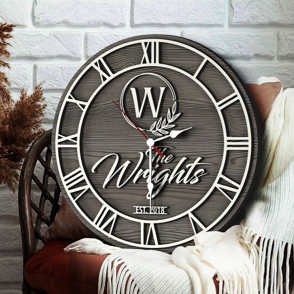 Personalized 3D Wooden Oversized Wall Clock, Custom Large Wall Clock, Old Town Wall Clock, Rustic Home Decor, Minimalist Decor, Wedding Gift