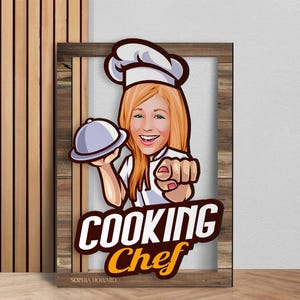 Personalisierte 3D Holz Cartooned Master Chef Wandkunst, Benutzerdefinierte Cartoon Portrait, Wohnkultur, Geburtstagsgeschenk, Weihnachtsgeschenk, Jubiläumsgeschenk
