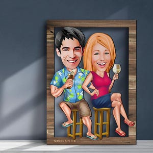 Personalisierter 3D-Holz-Karikaturliebhaber, Paar-Wandkunst, benutzerdefinierte Karikaturporträt, Holz-Wohnkultur, Geburtstagsgeschenk, Weihnachtsgeschenk, Wanddekor
