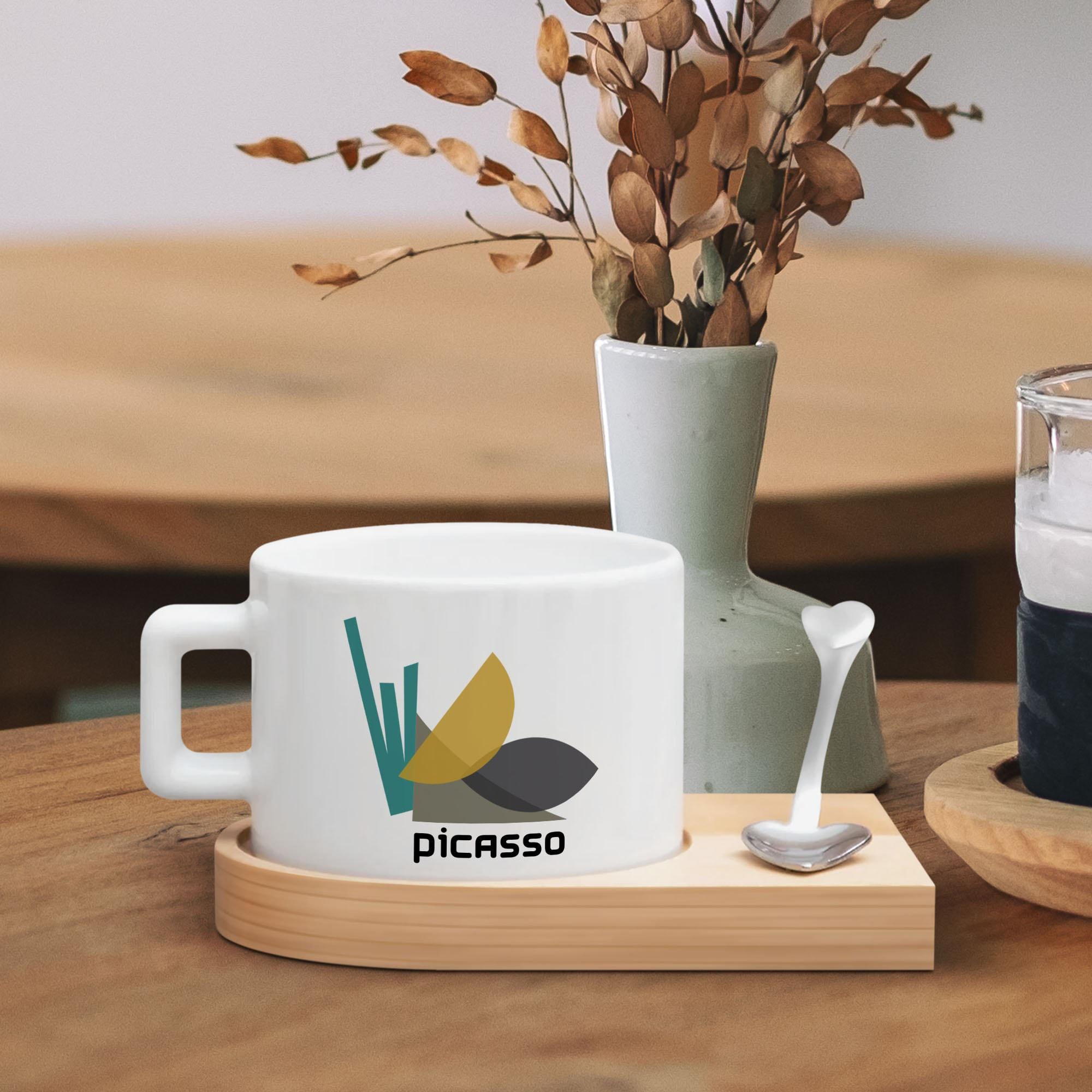 パーソナライズされた芸術的なピカソデザインのコーヒーとティーカップ