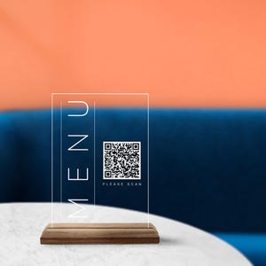 Custom Made QR Code Menu Sign, Custom Natural Wood and Acrylic ...