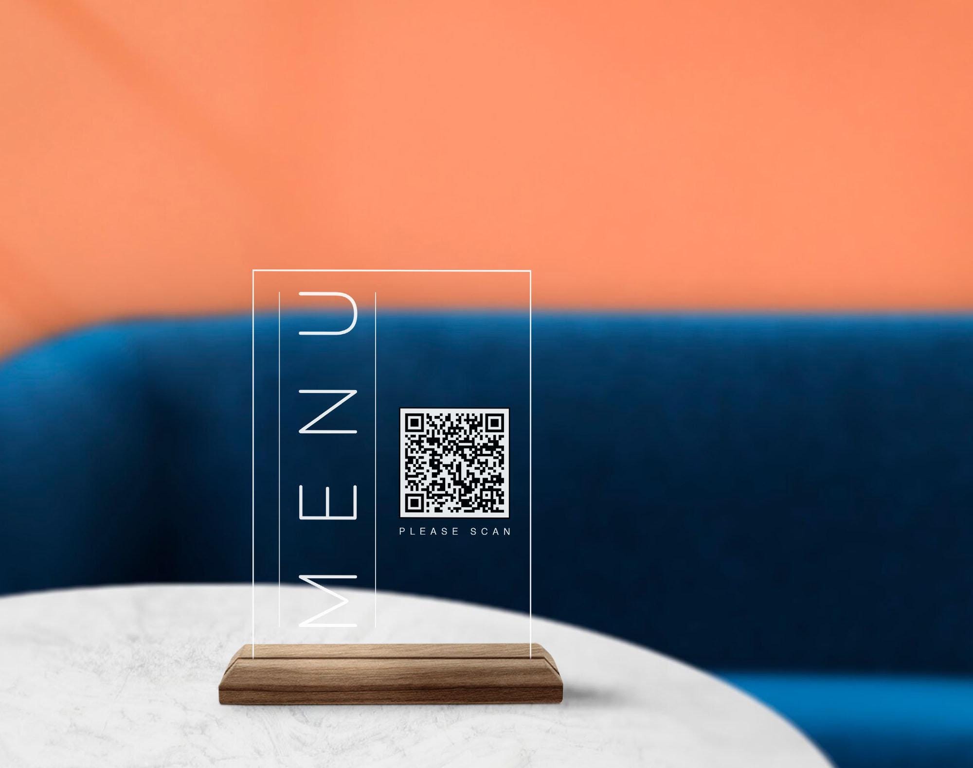 Custom Made QR Code Menu Sign, Custom Natural Wood and Acrylic ...