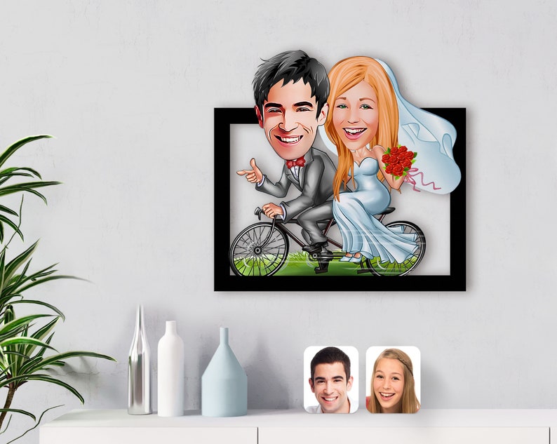 Personalized Caricature Married Couple Wooden Wall Artwooden Etsy