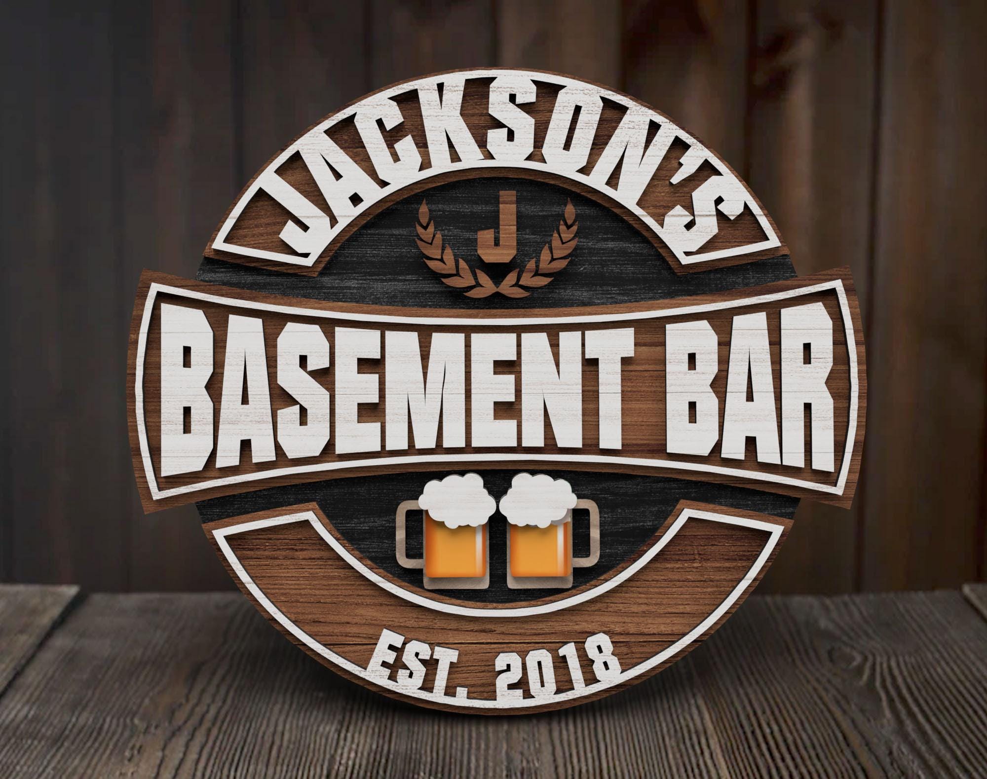 Personalized Bar Sign, Round Wooden Sign, Custom Wood Sign, Home Bar ...